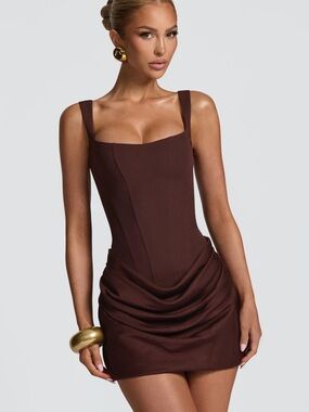 Babyboo Cornelia Mini Dress Plum Brown Size S New